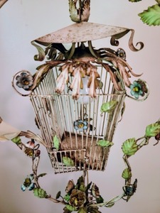 lot 474 image: Vintage Tolewear Birdcage Floor Lamp