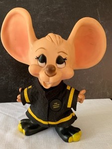 lot 358 image: Vintage Large Eared Mouse Figurine w Firemans Uniform