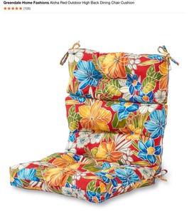 lot 3 image: 4 Greendale Home Fashions Aloha Red Outdoor High Back Dining Chair Cushion