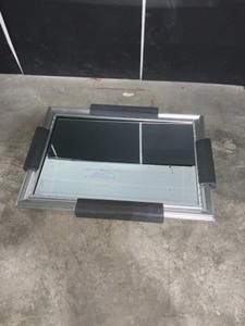 lot 16 image: Amanti Art Medium Rectangle Antique Silver Metallic Beveled Glass Modern Mirror (29.5 in. H x 41.5 in. W)