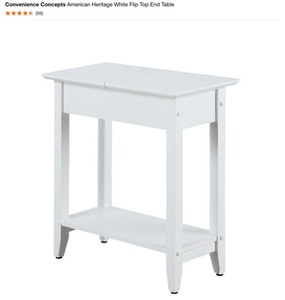 lot 20 image: Convenience Concepts American Heritage White Flip Top End Table & GOOD & GRACIOUS C Shaped Industrial Rustic Brown Side Table with Sturdy Metal Frame, Rustic Brown