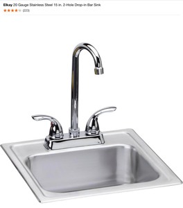 lot 44 image: Elkay 20 Gauge Stainless Steel 15 in. 2-Hole Drop-In Bar Sink set