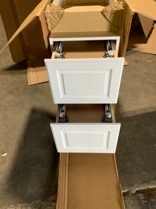 lot 56 image: Hampton Bay Designer Series Elgin Assembled 15x34.5x23.75 in. Drawer Base Kitchen Cabinet in White