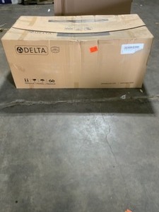 lot 69 image: Delta Montour 60 in. Acrylic Flatbottom Bathtub with Integrated Waste in White. See Pictures