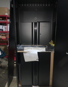 lot 71 image: Husky Regular Duty Welded Steel Garage Storage Cabinet in Black. Various Conditions. See Pictures