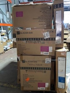 lot 73 image: Pallet of Assorted Glacier Bay Medicine Cabinets  Wall Hutches. Various Conditions & Sizes. See Pictures