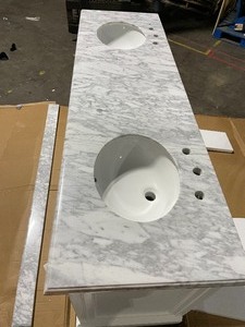 lot 78 image: Home Decorators Collection  Windlowe 73 in. W x 22 in. D x 35 in. H Bath Vanity in White with Carrara Marble Vanity Top in White with White Sink