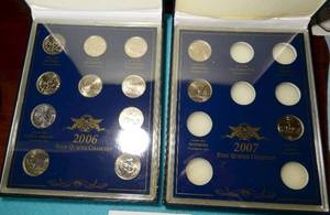 lot 6 image: State Quarter Collections 1999, 2000, 2006, 2007 and Lewis & Clark Nickels in collector cases