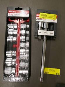 lot 66 image: New 14pc socket set 12 drive and Extension bar set