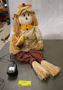 lot 93 image: Fiber light up scarecrow for Halloween and Witch doll
