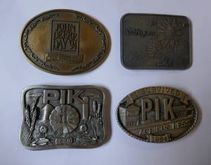 lot 204 image: 4 Belt Buckles, 2 are limited edition Pewter - PIK, John Deere