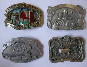 lot 206 image: 4 Belt Buckles, 3 are limited edition Pewter - Farmer