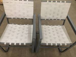 lot 24 image: Grey and white Metal patio chairs- set of 2 customer returns