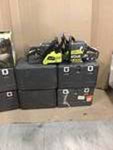 lot 29 image: pallet of assorted ryobi chainsaws (various conditions) see all pictures
