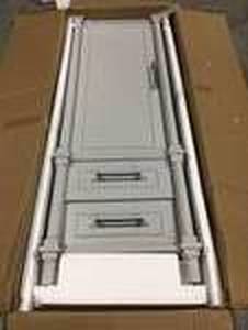 lot 30 image: Aberdeen 20-34 in. W x 14-12 in. D x 60 in. H Bathroom Linen Cabinet in Dove Grey by Home Decorators Collection in good condition see pictures
