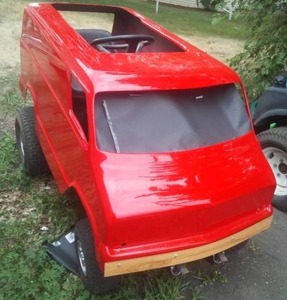 lot 182 image: One of a Kind  - Fiberglass Retro Van  Hot Red - RESERVE LIFTED