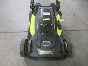 lot 18 image: Ryobi 20 in. 40-Volt 6.0 Ah Lithium-Ion Battery Brushless Cordless Walk Behind Self-Propelled Lawn Mower RY401120-Y