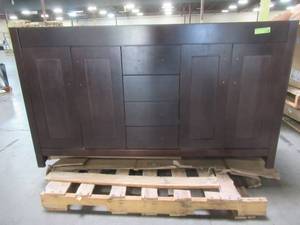 lot 101 image: Home Decorators Collection Westcourt 61 in. W x 22 in. D Bath Vanity in Chocolate - Vanity Cabinet Only - Slight Ding Bottom LH Side.