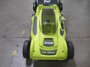 lot 25 image: Ryobi 20 in. 40-Volt Brushless Lithium-Ion Cordless Battery Walk Behind Push Lawn Mower RY401110-Y
