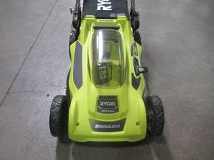 lot 27 image: Ryobi 20 in. 40-Volt Brushless Lithium-Ion Cordless Battery Walk Behind Push Lawn Mower RY401110-Y