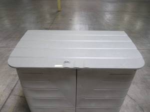 lot 140 image: Rubbermaid 2 ft. x 5 ft. Horizontal Storage Shed FG3747SWOLVSS
