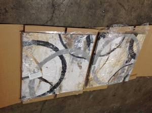 lot 36 image: Gold and Black Rings I by Tom Reeves Canvas Wall Art by GreatBigCanvas