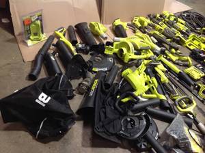 lot 39 image: Huge Lot of Mixed Assorted Ryobi Lawn Care Tools Various sizes and conditions Customer Returns See Pictures