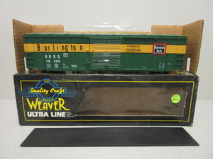 lot 113 image: WEAVER O-SCALE BURLINGTON ROUTE 50 RIBBED SIDE BOXCAR
