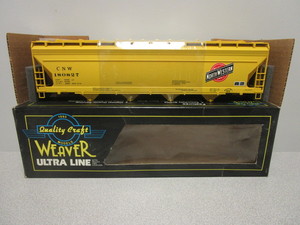 lot 128 image: WEAVER O-SCALE CHICAGO NORTHWESTERN COVERED HOPPER WITH EMPLOYEE OWNED LOGO