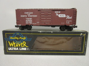 lot 136 image: WEAVER O-SCALE CHICAGO NORTHWESTERN ROUTE OF THE 400 FLEET LOGO 40 BOXCAR