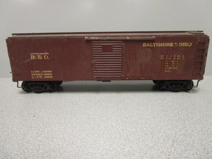 lot 180 image: BRASS O-SCALE BALTIMORE & OHIO WOOD-SIDED 50 BOXCAR