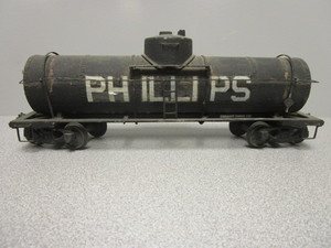 lot 191 image: BRASS VINTAGE O-SCALE PHILLIPS ROUND END TANK CAR