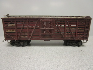 lot 184 image: VINTAGE O-SCALE MILWAUKEE ROAD 40 WOOD-SIDED STOCK CAR