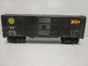 lot 199 image: BRASS VINTAGE O-SCALE SOUTHERN PACIFIC OVERNIGHT SLIDING DOOR BOXCAR