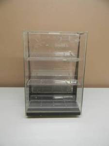 lot 3 image: VINTAGE LOCKABLE WITH KEY ROTATING 3 TIER DISPLAY CASE - VERY COOL PIECE - APPROX 15 BY 11 - SEE PICTURES