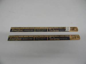 lot 13 image: 2 RARE - VINTAGE FORD GAS GAUGE AND RULER -  Energee Gasoline, The Pure Oil Co., Tiolene Motor Oil 12 Advertising Ruler & Ford Gas Gauge - GREAT COLLECTIBLE - SEE PICTURES