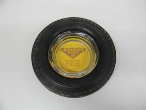 lot 41 image: VINTAGE SEIBERLING TIRES RUBBER TIRE ADVERTISING ASHTRAY - NICE - RARE - VERY COOL PIECE - SEE PICTURES
