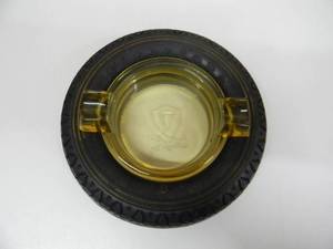 lot 47 image: RARE - VINTAGE FIRESTONE GUM DIPPED GOLD WALL THE MARK OF QUALITY ADVERTISING RUBBER TIRE ASHTRAY - NICE - RARE - VERY COOL PIECE - SEE PICTURES