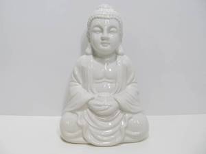 lot 10 image: White Ceramic Seated Buddha Statue