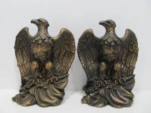 lot 32 image: Large Vintage 1960s American Eagle Bookends