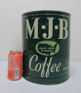 lot 50 image: Large Vintage 15lb MJB Advertising Coffee Can wLid