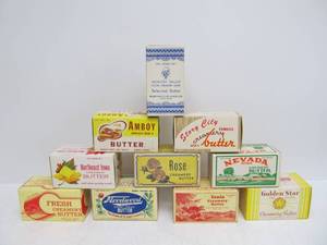 lot 132 image: Neat Collection of Old Advertising Butter Boxes