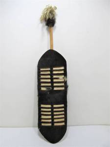 lot 58 image: Genuine Animal HideFur Tribal Shield