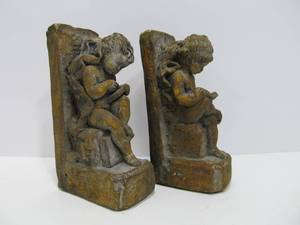 lot 70 image: Pair of Vintage Cherub Bookends