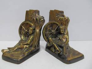 lot 79 image: Signed Vintage Brass Bookends