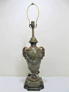 lot 93 image: Ornate Vintage Neoclassical Rams Head FREDERICK COOPER Table Lamp 