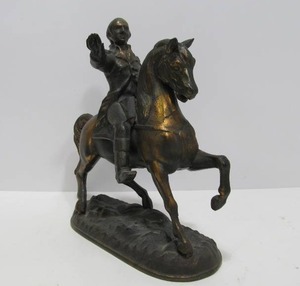 lot 112 image: Vintage GEORGE WASHINGTON on Horseback Brass Statue