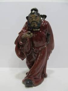 lot 113 image: Large Signed Vintage Oriental Art PotteryStoneware Figural Sculture