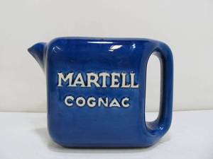 lot 235 image: Vintage MARTELL Cognac Cobalt Blue Art Pottery Advertising Pitcher
