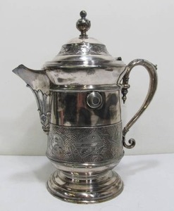 lot 237 image: Ornate Antique Signed Silverplated Pitcher